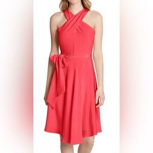 Elegant Red Halter Dress